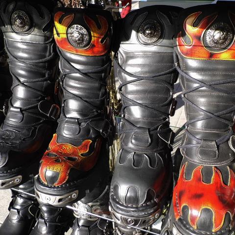 Camden Market shopping metal boots