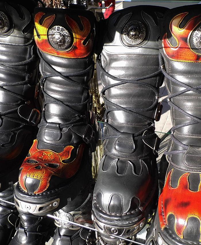 Camden Market shopping metal boots