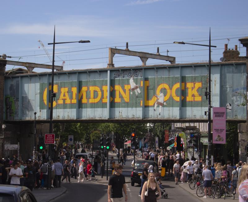 Camden Lock rail bridge art